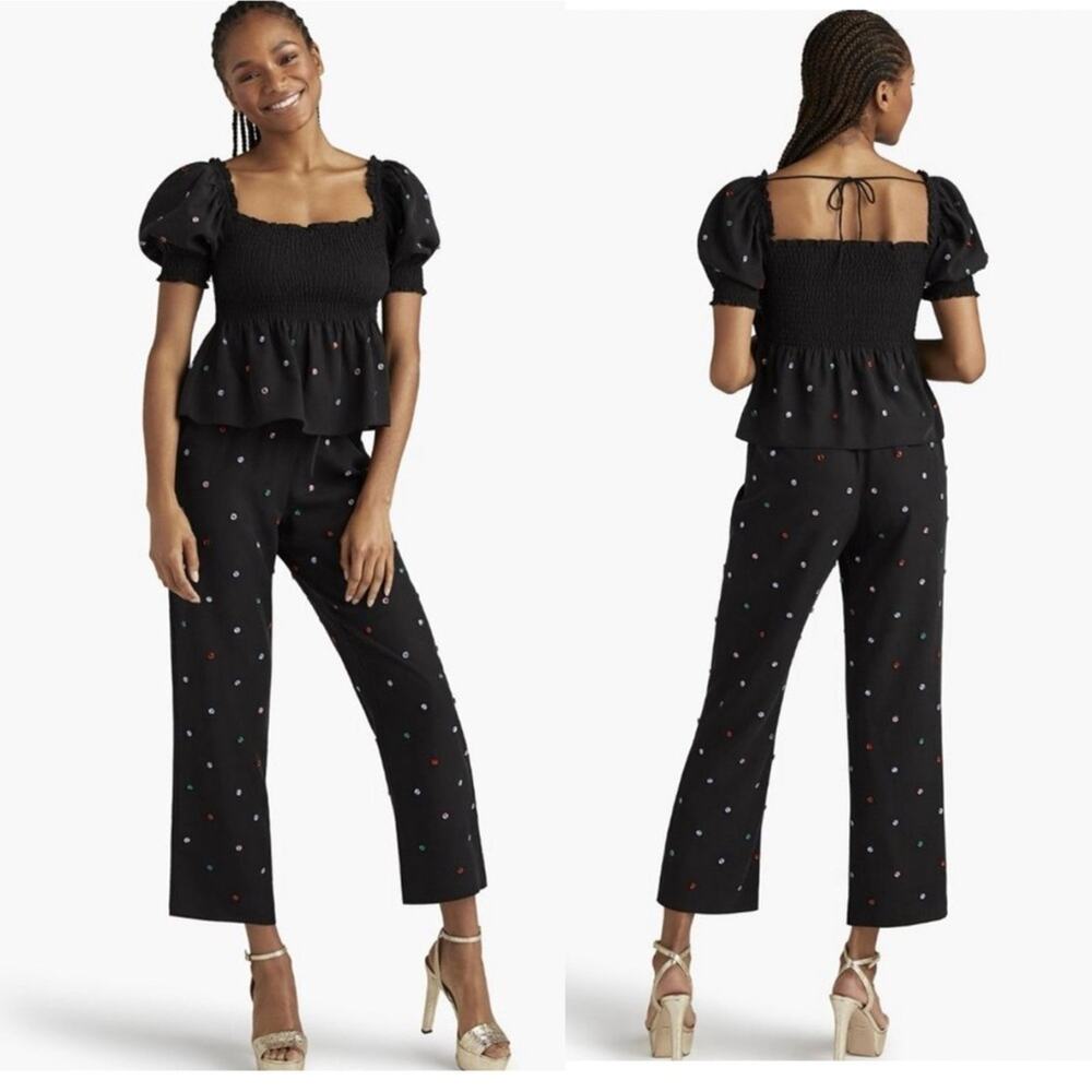 Hill House Jewel 2 piece set blouse and pants multicolor Jewels sz Sm